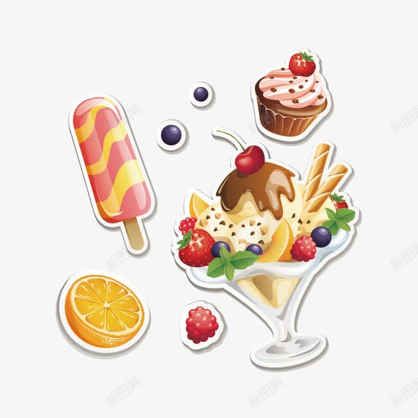 水果冰淇淋和雪糕矢量图ai免抠素材_新图网 https://ixintu.com 冰淇淋 橘子 水果 雪糕 矢量图