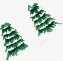 扁平手绘合成效果绿色的圣诞树素材