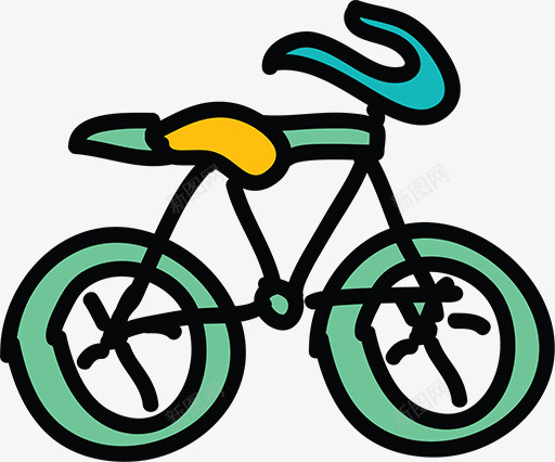 简笔画自行车png免抠素材_新图网 https://ixintu.com 卡通自行车 手绘自行车 简笔画 绿色自行车