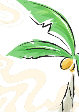 手绘卡通清凉夏日椰子树海报背景矢量图背景