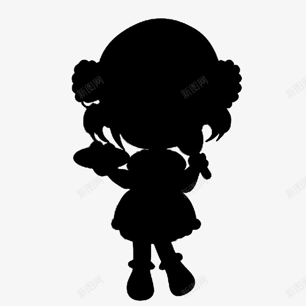 拿盘子的小女孩黑色剪影图标png_新图网 https://ixintu.com 剪影 小女孩 装饰 黑色