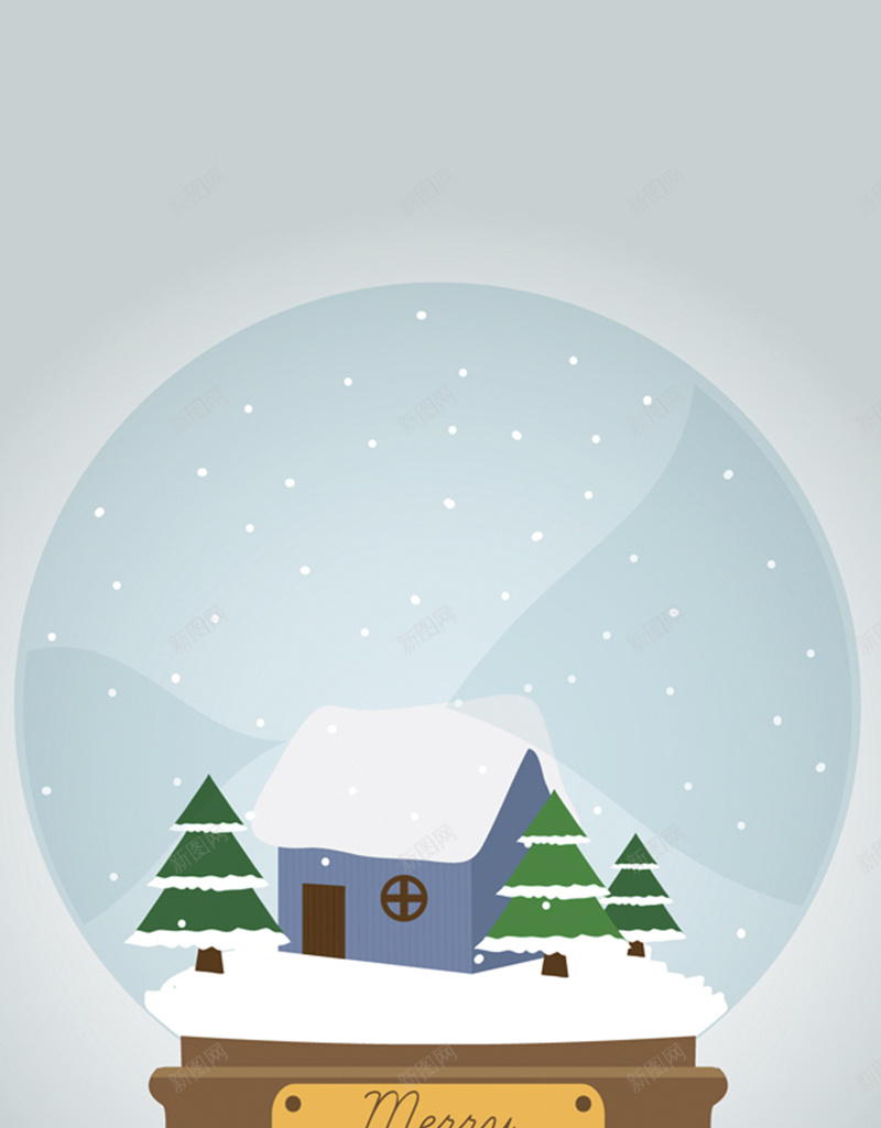 圣诞雪景房屋背景矢量图ai设计背景_新图网 https://ixintu.com 几何 圣诞 开心 房屋 扁平 树木 水晶球 渐变 雪景 矢量图