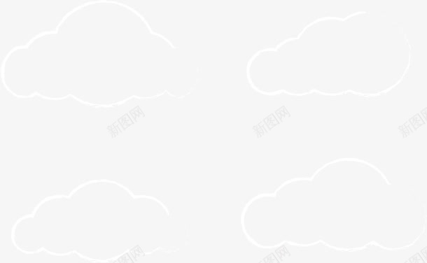 白色透明浅色线描云png免抠素材_新图网 https://ixintu.com 卡通 手绘云朵 浅色云朵 矢量云朵 线描云 透明