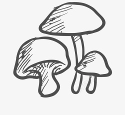 卡通手绘黑色的蘑菇素材