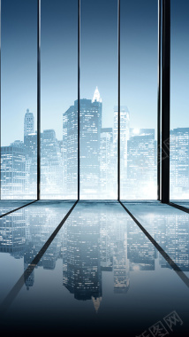 城市玻璃现代H5背景背景
