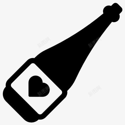 黑色剪影带爱心的瓶子图标png_新图网 https://ixintu.com 剪影 爱心 瓶子 黑色