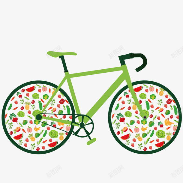运动搭配美食矢量图ai免抠素材_新图网 https://ixintu.com 搭配 自行车 运动 食物 矢量图