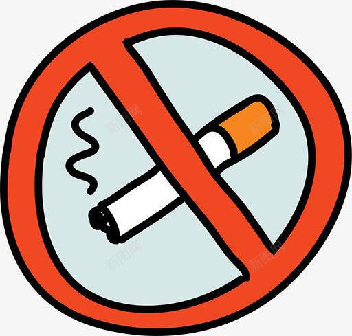简笔画戒烟标志图标png_新图网 https://ixintu.com nosmoking 不准吸烟 卡通图标 戒烟图 折断烟 禁止吸烟 简笔画 黑色轮廓线