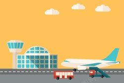 扁平化飞机场矢量扁平化飞机场航空背景高清图片