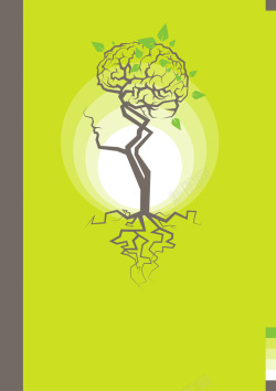 绿色环保画册创意人物大脑树根绿色环保封面背景矢量图高清图片