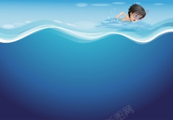 校园游泳矢量卡通儿童画游泳背景高清图片