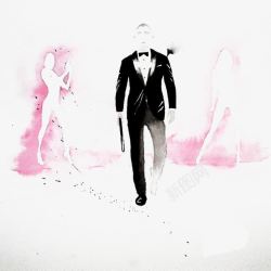 007手绘彩色人物007高清图片