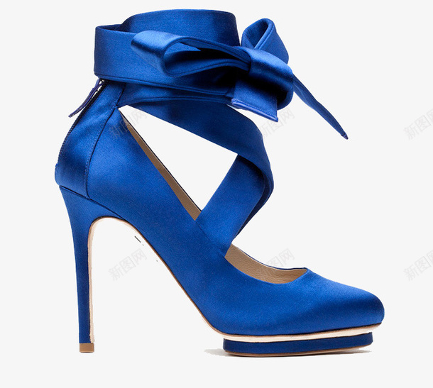 蓝色高跟鞋png免抠素材_新图网 https://ixintu.com 产品实物 系带 蓝色 鞋子 高跟鞋