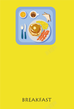 培根汉堡扁平化西式早餐海报背景矢量图高清图片