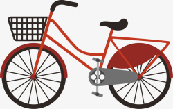 红色自行车卡通插画矢量图素材
