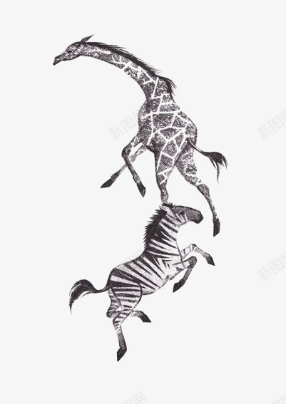 手绘长颈鹿png免抠素材_新图网 https://ixintu.com 动物 斑马 斑马插画 素描长颈鹿 非洲动物