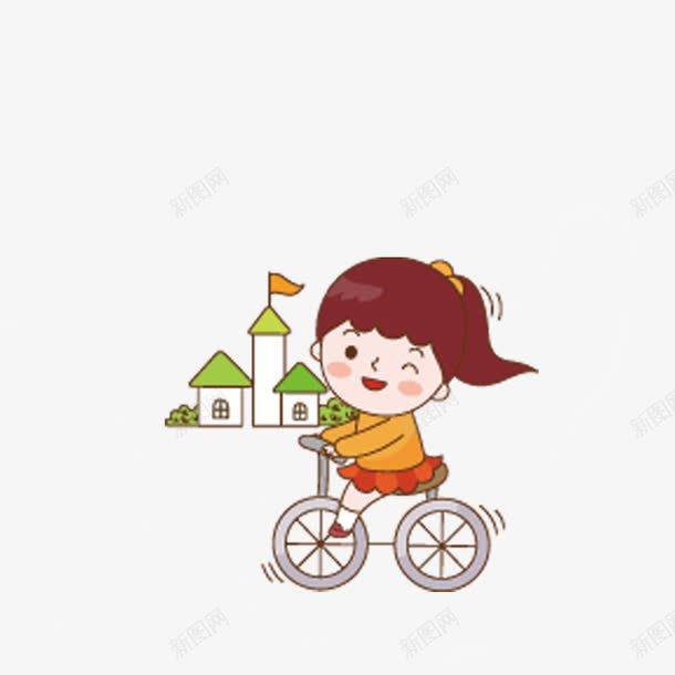 骑车的小女孩png免抠素材_新图网 https://ixintu.com 儿童节 卡通元素 女孩 自行车 骑车