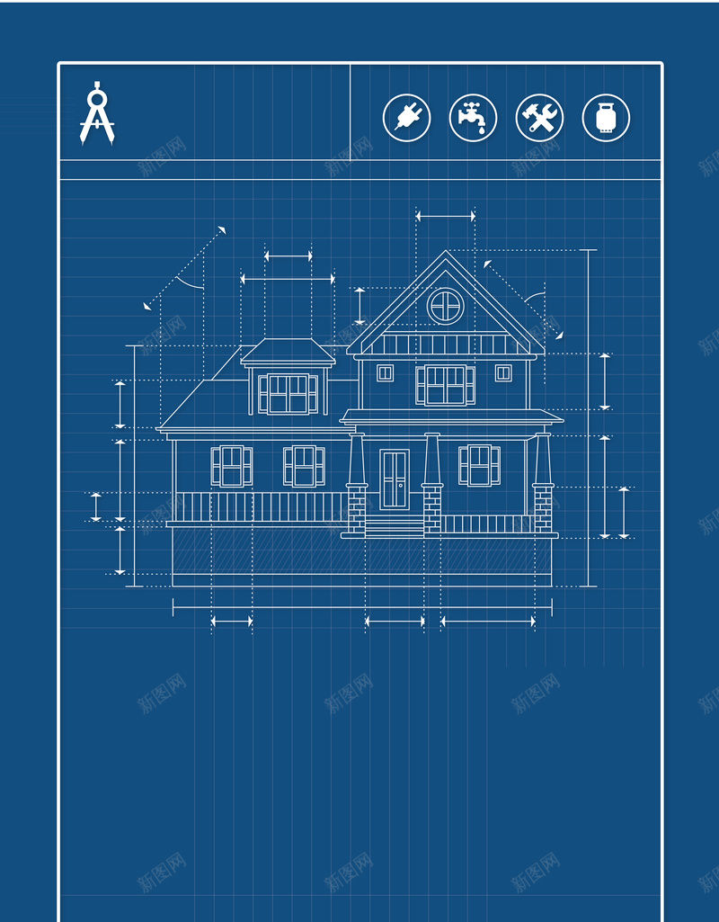 房屋绘制图纸蓝色背景矢量图ai设计背景_新图网 https://ixintu.com 图纸 房屋背景 素材背景 背景 背景素材 背景蓝色 蓝色 蓝色背景 矢量图