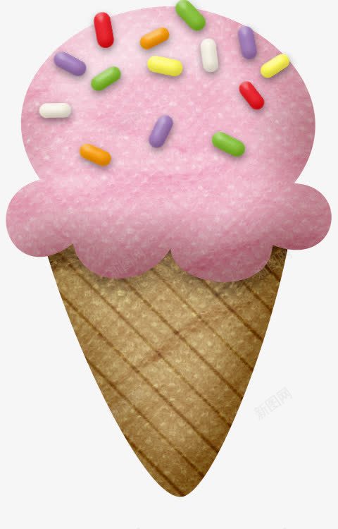 粉色不织布冰淇淋png免抠素材_新图网 https://ixintu.com 冰淇淋 粉色 织布
