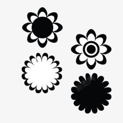 黑色花朵花瓣简笔素材