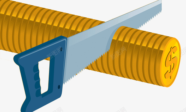 财富金币损失png免抠素材_新图网 https://ixintu.com 亏损 亏钱 财富 金币 锯开