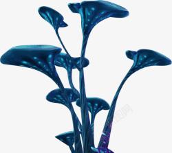 蓝色蘑菇花朵素材
