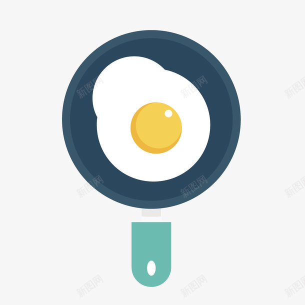 煎鸡蛋图标矢量图ai_新图网 https://ixintu.com 图标 圆形 平面 把手 食欲 食物 鸡蛋 矢量图