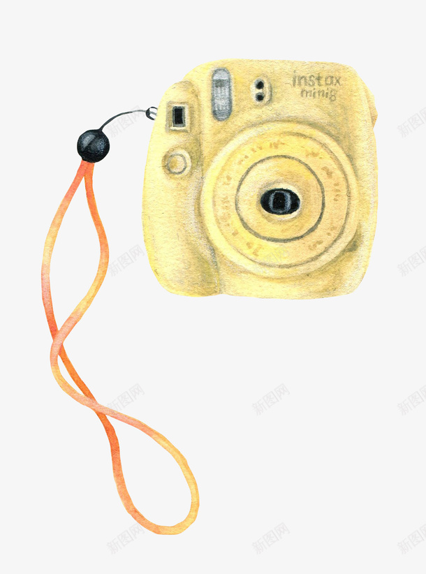卡通手绘黄色的相机png免抠素材_新图网 https://ixintu.com 创意 动漫动画 卡通手绘 可爱的相机 简约 黄色