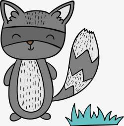 卡通可爱灰色会笑的狸猫矢量图素材