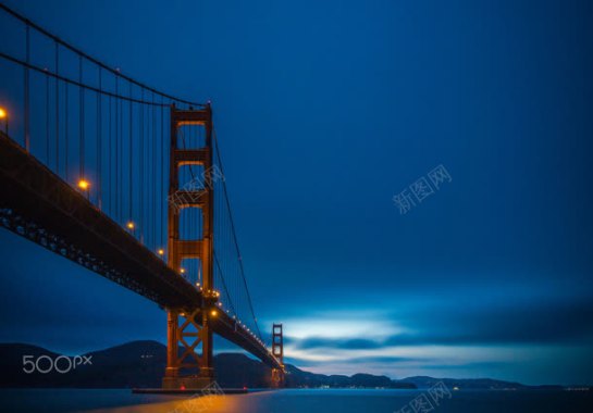 蓝色夜空城市大桥背景
