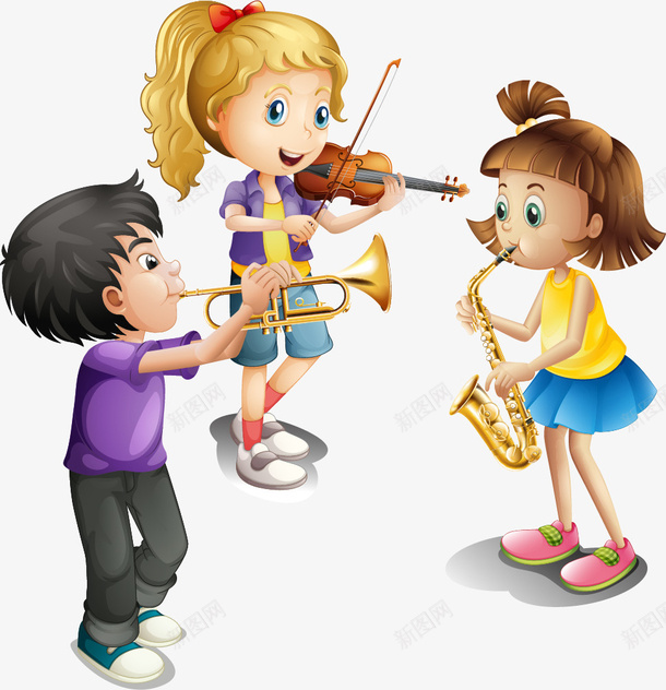 手绘演奏的小孩矢量图ai免抠素材_新图网 https://ixintu.com 乐器 手绘 演奏的小孩 演奏铜管乐 矢量图