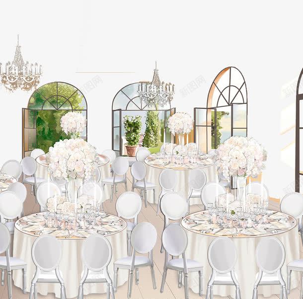 美丽的餐厅png免抠素材_新图网 https://ixintu.com 白色的登子 餐厅 餐桌上的花