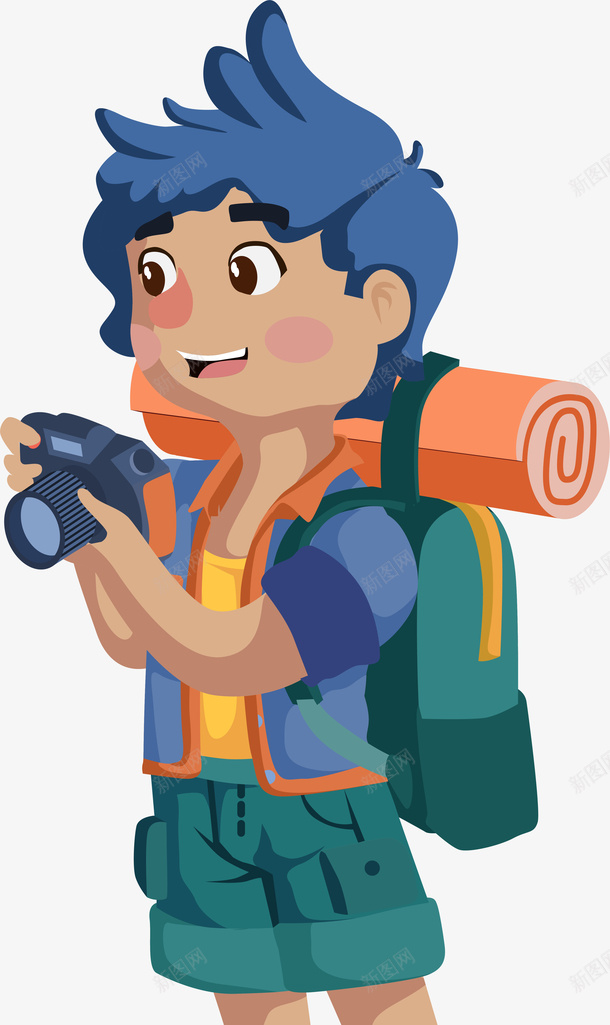 拍照照相的小男孩png免抠素材_新图网 https://ixintu.com 手绘 拍照 拍照小人 旅游人物 照相 男孩 矢量图案
