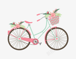 卡通手绘美丽的自行车素材