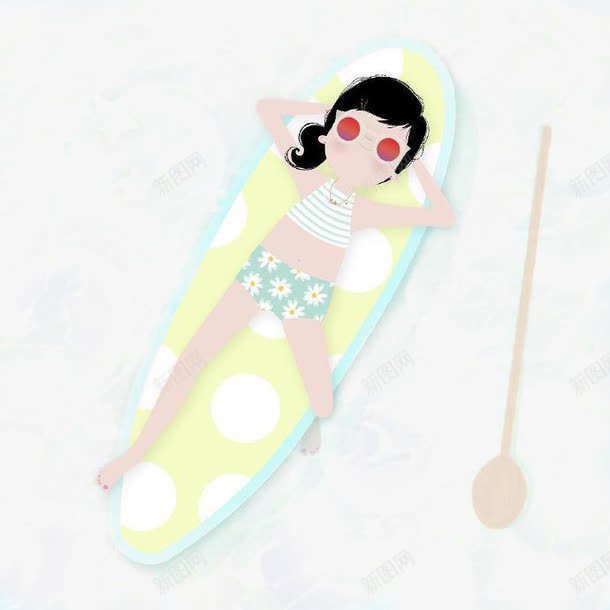 游泳池里的女孩png免抠素材_新图网 https://ixintu.com 卡通 卡通插画 女孩 手绘 游泳池