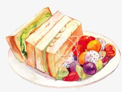 水果三明治三明治手绘高清图片