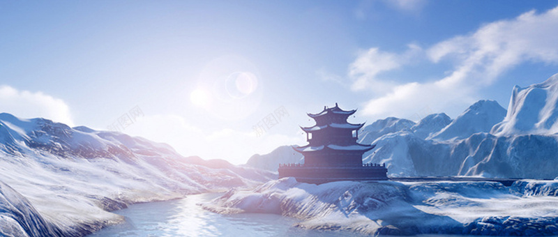 冰天雪地jpg设计背景_新图网 https://ixintu.com 冰天雪地 卡通 塔 手绘 武侠 海报banner 童趣