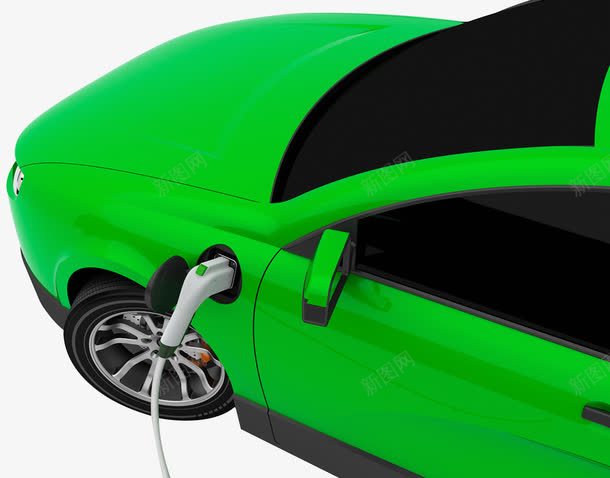 新能源汽车png免抠素材_新图网 https://ixintu.com 交通工具 充电桩 电动汽车 绿色