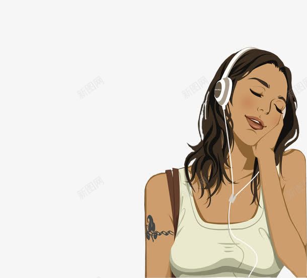 戴着耳机的女孩png免抠素材_新图网 https://ixintu.com 卡通 听音乐的女孩 女孩 手绘女孩 耳机