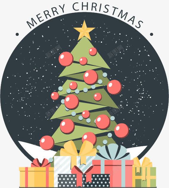 圣诞夜海报png免抠素材_新图网 https://ixintu.com 圣诞夜 圣诞树 矢量素材 礼物堆 礼盒