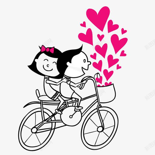 骑自行车的情侣png免抠素材_新图网 https://ixintu.com 心 情侣 手绘 线条图 自行车 骑车
