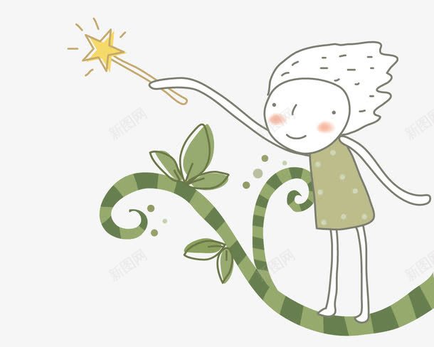 树上拿着星星棒的女孩png免抠素材_新图网 https://ixintu.com 人物 创意 手绘 插画 星星 树木