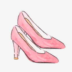 手绘粉色高跟鞋素材