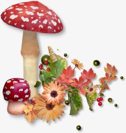 红白点蘑菇装饰素材