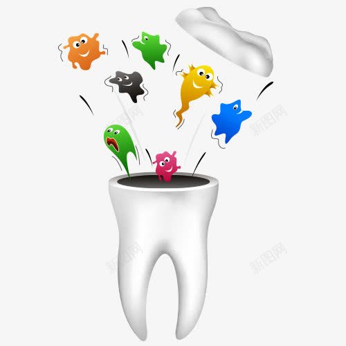 牙齿病菌卡通图png免抠素材_新图网 https://ixintu.com 牙医医生 牙痛 牙齿修护卡通图 牙齿治疗 牙齿疼痛