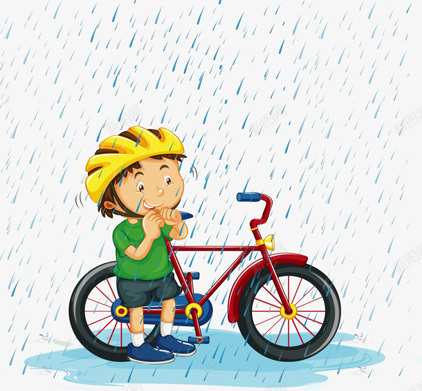 在大雨中骑车出行的人矢量图ai免抠素材_新图网 https://ixintu.com 大雨中骑车 大雨滂沱 淋雨 矢量png 矢量图 自行车 骑行 骑车出行