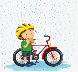 大雨滂沱在大雨中骑车出行的人矢量图高清图片