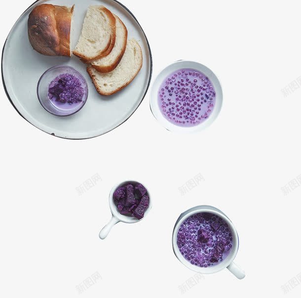 紫薯西米露png免抠素材_新图网 https://ixintu.com 早餐 紫薯 西米露 面包