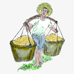 卡通担子劳动的农民高清图片