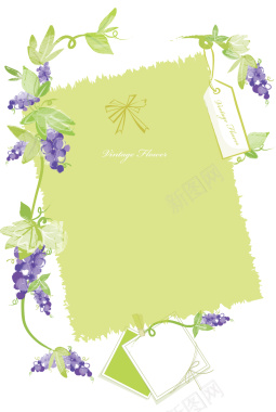 紫色鸢尾蓝花卉信纸海报背景矢量图背景
